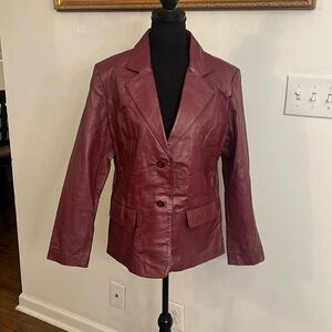 Chadwick’s Red 100% Genuine Leather Plus Size Jacket, Sz. 14P.